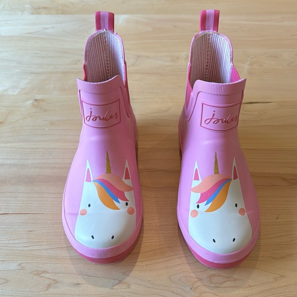 Girls Joules Pink Unicorn Rain Boot Wellies in size 2 🦄 Short Unicorn Boots - Picture 1 of 11
